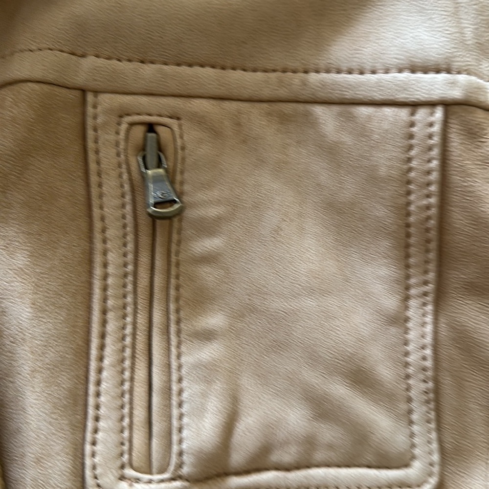 UGG Australia Genuine Lamb Leather Jacket - Tan Beige Button Up Coat, Size M - Picture 8 of 15